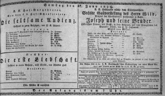Theaterzettel (Oper und Burgtheater in Wien) 18290627 Seite: 1