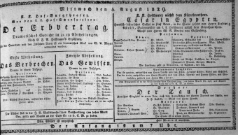 Theaterzettel (Oper und Burgtheater in Wien) 18290805 Seite: 1