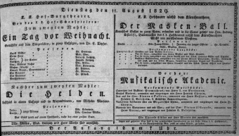Theaterzettel (Oper und Burgtheater in Wien) 18290811 Seite: 1