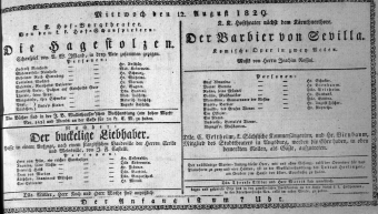 Theaterzettel (Oper und Burgtheater in Wien) 18290812 Seite: 1