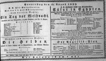 Theaterzettel (Oper und Burgtheater in Wien) 18290813 Seite: 1