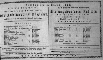 Theaterzettel (Oper und Burgtheater in Wien) 18290815 Seite: 1