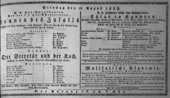 Theaterzettel (Oper und Burgtheater in Wien) 18290818 Seite: 1