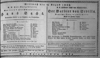 Theaterzettel (Oper und Burgtheater in Wien) 18290819 Seite: 1