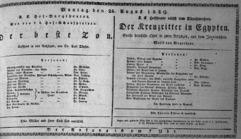 Theaterzettel (Oper und Burgtheater in Wien) 18290824 Seite: 1
