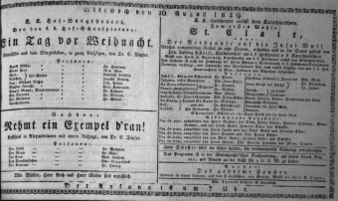Theaterzettel (Oper und Burgtheater in Wien) 18290826 Seite: 1
