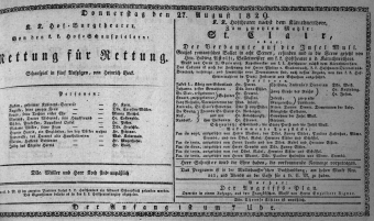 Theaterzettel (Oper und Burgtheater in Wien) 18290827 Seite: 1