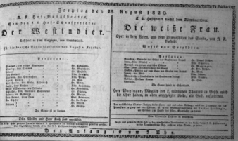 Theaterzettel (Oper und Burgtheater in Wien) 18290828 Seite: 1