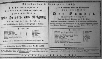 Theaterzettel (Oper und Burgtheater in Wien) 18290901 Seite: 1
