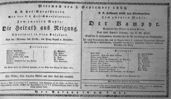 Theaterzettel (Oper und Burgtheater in Wien) 18290902 Seite: 1