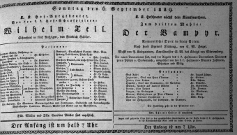 Theaterzettel (Oper und Burgtheater in Wien) 18290906 Seite: 1