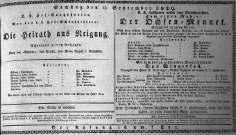Theaterzettel (Oper und Burgtheater in Wien) 18290912 Seite: 1