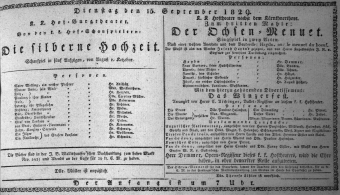 Theaterzettel (Oper und Burgtheater in Wien) 18290915 Seite: 1