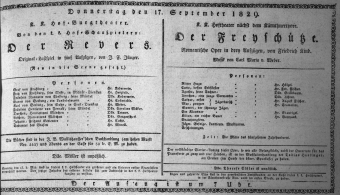Theaterzettel (Oper und Burgtheater in Wien) 18290917 Seite: 1