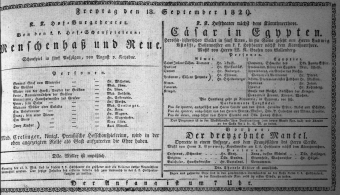 Theaterzettel (Oper und Burgtheater in Wien) 18290918 Seite: 1
