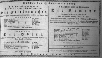 Theaterzettel (Oper und Burgtheater in Wien) 18290919 Seite: 1