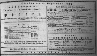 Theaterzettel (Oper und Burgtheater in Wien) 18290922 Seite: 1