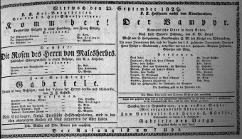 Theaterzettel (Oper und Burgtheater in Wien) 18290923 Seite: 1