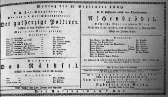 Theaterzettel (Oper und Burgtheater in Wien) 18290928 Seite: 1