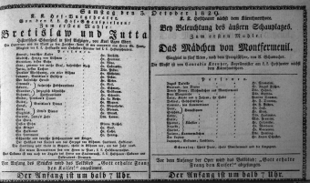 Theaterzettel (Oper und Burgtheater in Wien) 18291003 Seite: 1