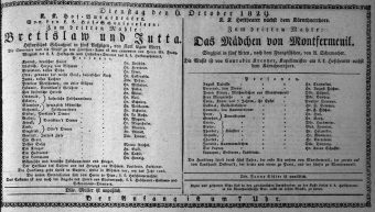 Theaterzettel (Oper und Burgtheater in Wien) 18291006 Seite: 1