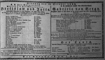 Theaterzettel (Oper und Burgtheater in Wien) 18291013 Seite: 1