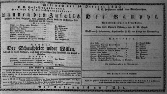 Theaterzettel (Oper und Burgtheater in Wien) 18291014 Seite: 1