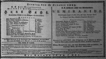 Theaterzettel (Oper und Burgtheater in Wien) 18291016 Seite: 1