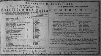 Theaterzettel (Oper und Burgtheater in Wien) 18291020 Seite: 1