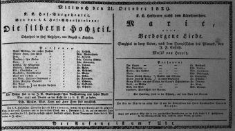 Theaterzettel (Oper und Burgtheater in Wien) 18291021 Seite: 1