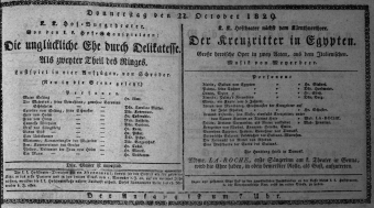 Theaterzettel (Oper und Burgtheater in Wien) 18291022 Seite: 1