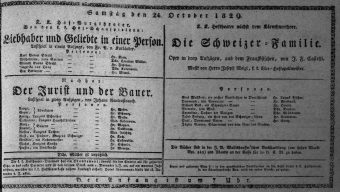 Theaterzettel (Oper und Burgtheater in Wien) 18291024 Seite: 1
