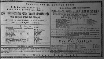 Theaterzettel (Oper und Burgtheater in Wien) 18291025 Seite: 1