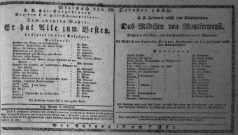 Theaterzettel (Oper und Burgtheater in Wien) 18291028 Seite: 1