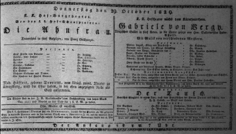 Theaterzettel (Oper und Burgtheater in Wien) 18291029 Seite: 1
