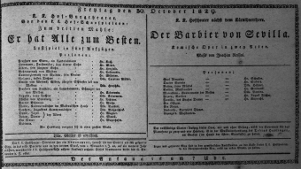 Theaterzettel (Oper und Burgtheater in Wien) 18291030 Seite: 1