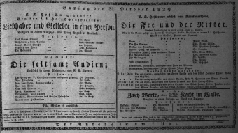 Theaterzettel (Oper und Burgtheater in Wien) 18291031 Seite: 1