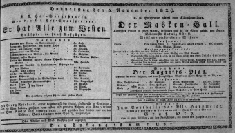 Theaterzettel (Oper und Burgtheater in Wien) 18291105 Seite: 1