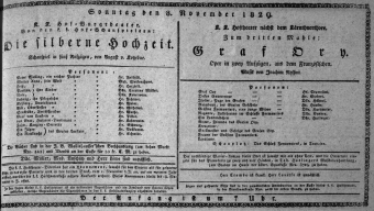 Theaterzettel (Oper und Burgtheater in Wien) 18291108 Seite: 1
