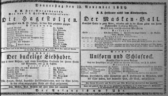 Theaterzettel (Oper und Burgtheater in Wien) 18291112 Seite: 1