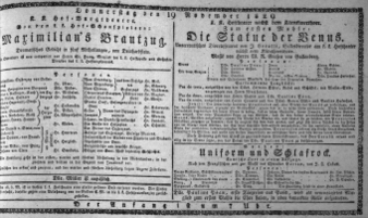 Theaterzettel (Oper und Burgtheater in Wien) 18291119 Seite: 1