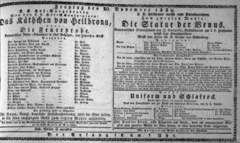 Theaterzettel (Oper und Burgtheater in Wien) 18291120 Seite: 1
