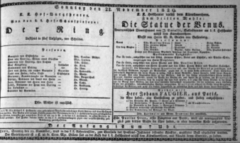 Theaterzettel (Oper und Burgtheater in Wien) 18291122 Seite: 1