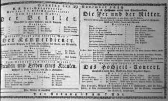 Theaterzettel (Oper und Burgtheater in Wien) 18291129 Seite: 1