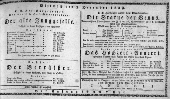 Theaterzettel (Oper und Burgtheater in Wien) 18291202 Seite: 1