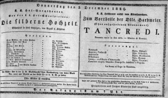Theaterzettel (Oper und Burgtheater in Wien) 18291203 Seite: 1