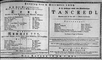 Theaterzettel (Oper und Burgtheater in Wien) 18291204 Seite: 1