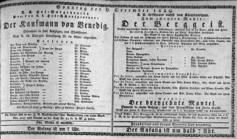 Theaterzettel (Oper und Burgtheater in Wien) 18291206 Seite: 1