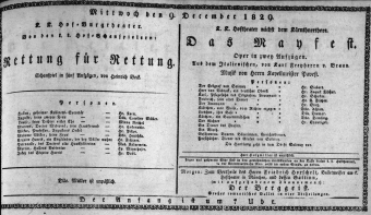 Theaterzettel (Oper und Burgtheater in Wien) 18291209 Seite: 1