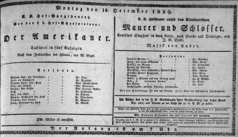 Theaterzettel (Oper und Burgtheater in Wien) 18291214 Seite: 1